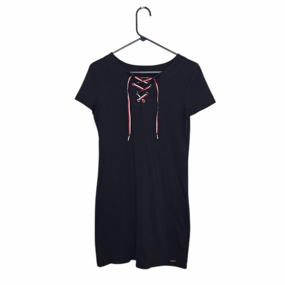 Tommy Hilfiger Navy Lace Up Short Sleeve Blue Dress Nautical Size Small